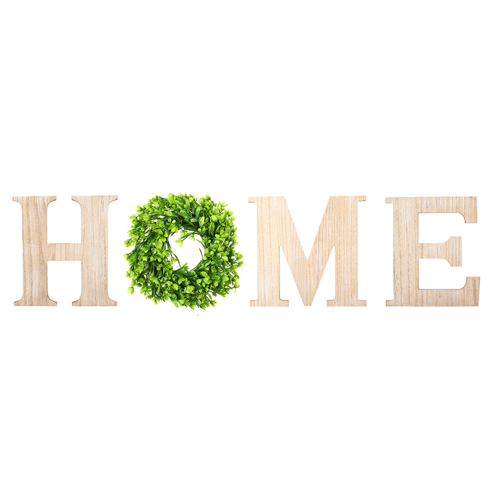 Wooden Home Letters Wall Hanging Home Sign with Artificial Eucalyptus Decoration for Living Room House - MRSLM