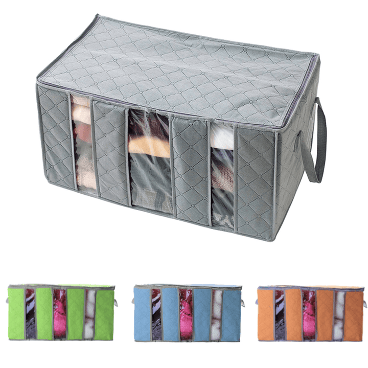 60X35X35Cm Non Woven Clothes Quilt Storage Bag Dustproof Moisture Proof Organizer Bag with Zipper - MRSLM