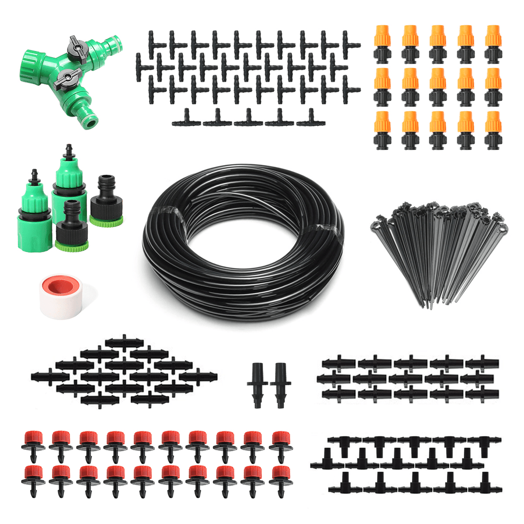 157Pcs Micro Drip Irrigation System Plant Self Watering Garden 40M Hose Kit - MRSLM