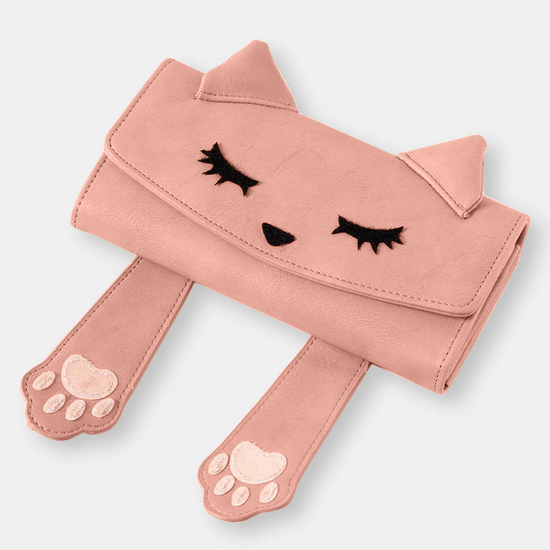 Women Fashion Cute Cat Small Handbag Long Wallet Purse - MRSLM