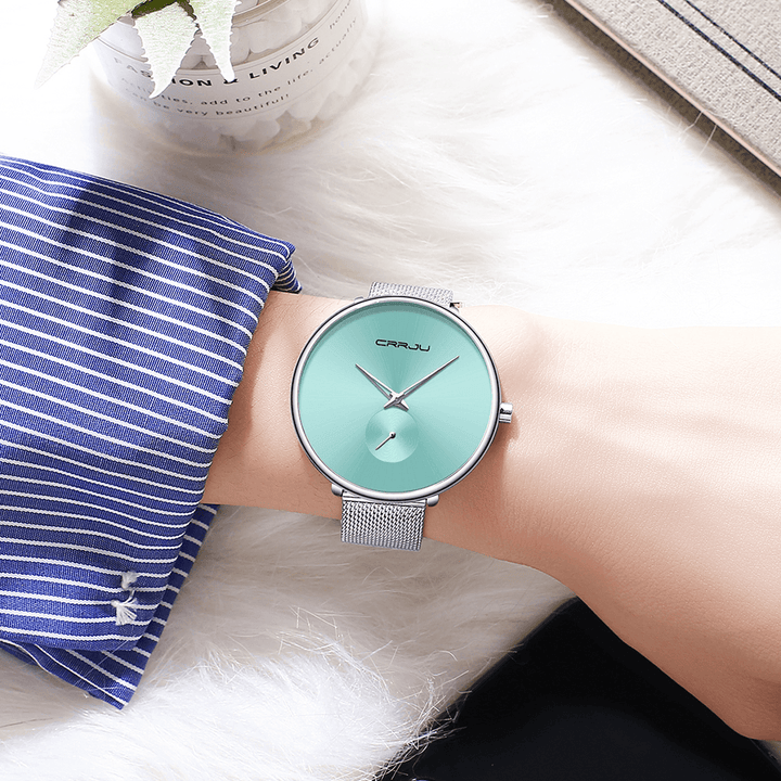 CRRJU 2165 Fashion Full Steel Strap Casual Simple Dial Luxury Women Quartz Watch - MRSLM