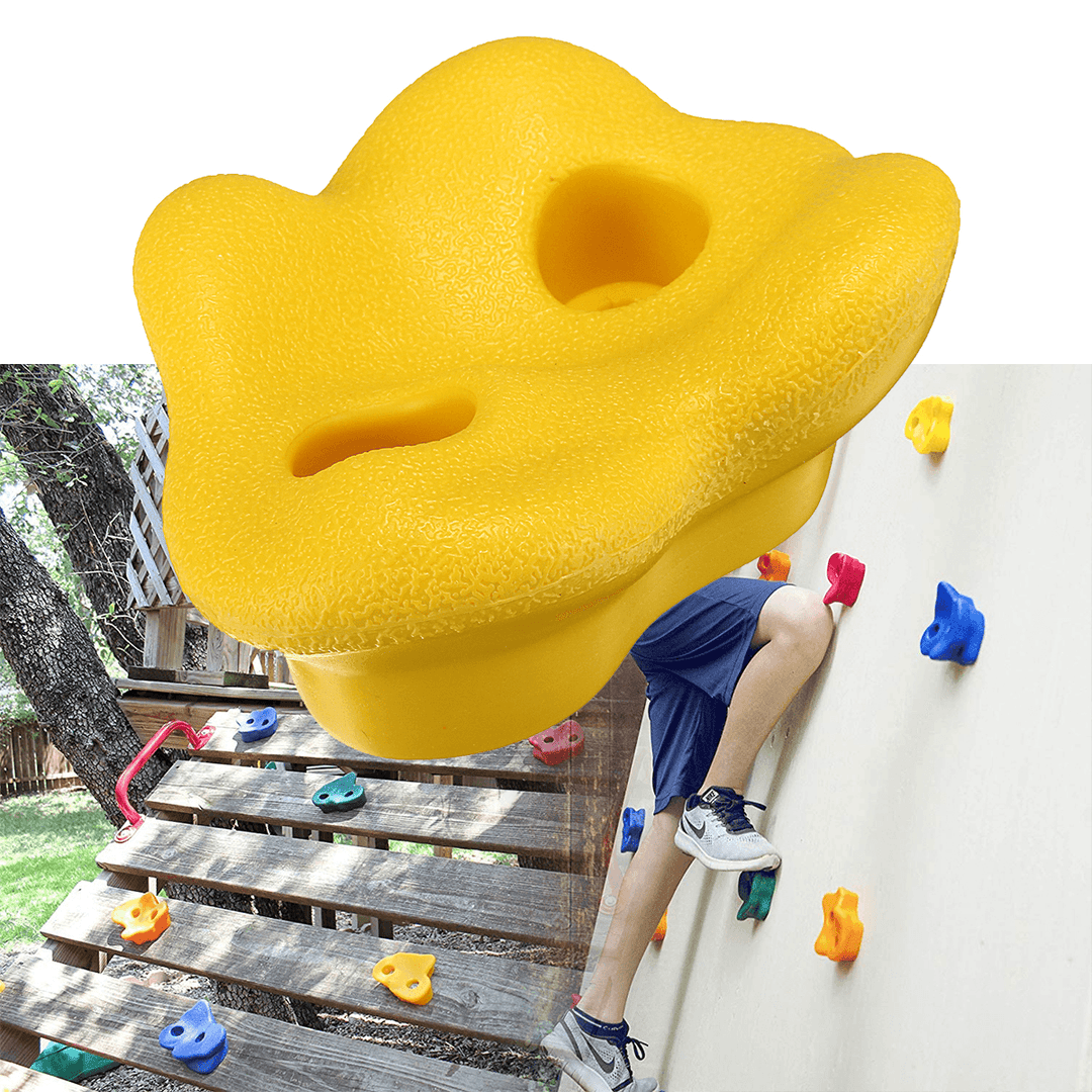 Yellow Climbing Rock Wall Textured Bolt Grab Holds Grip Stones Indoor Outdoor Kid Decorations - MRSLM