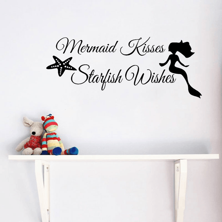 New Letters Style Wall Stickers Paper Creative Art Mermaid Shaped DIY Decorations Removable Wall Decals - MRSLM