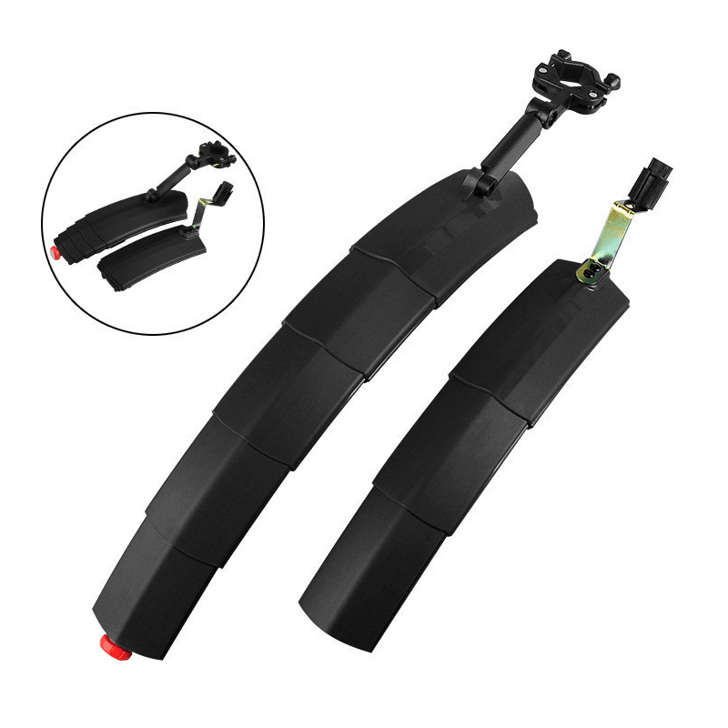 BIKIGHT Mountain Cycling Front Rear LED Mudguard Set Foldable Bicycle Bike Fender Quick Release - MRSLM