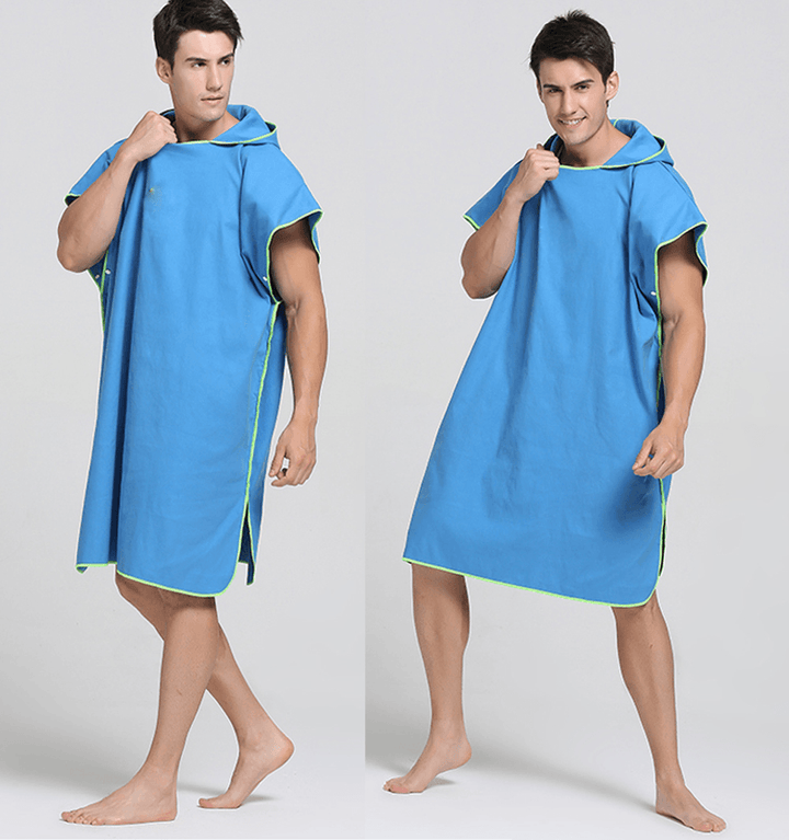 Adult Wearable Bathrobe Beach Towel Quick Drying Hooded Changing Robe Sunscreen Cloak Bath Towel Poncho Microfiber Surf Swimsuit Cloak - MRSLM