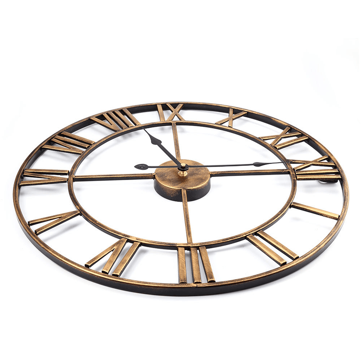 Creative Wall Clock Living Room round Hollow Out Cafe Bar Wrought Metal Vintage Wall Clock - MRSLM