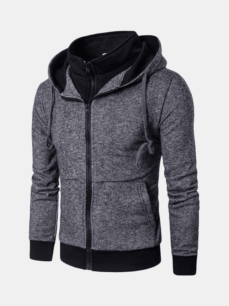 Mens Drawstring Zipper Sweatshirt Cotton Hoodies Jacket - MRSLM