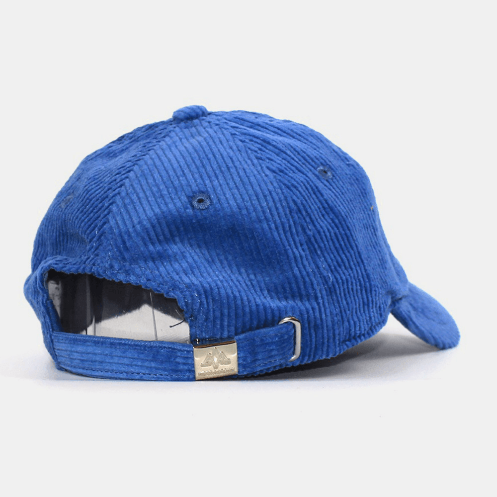 Unisex Corduroy Big C Letter Pattern Embroidery Baseball Cap Autumn Winter Soft Top Curved Brim Stripe Sunshade Hat - MRSLM