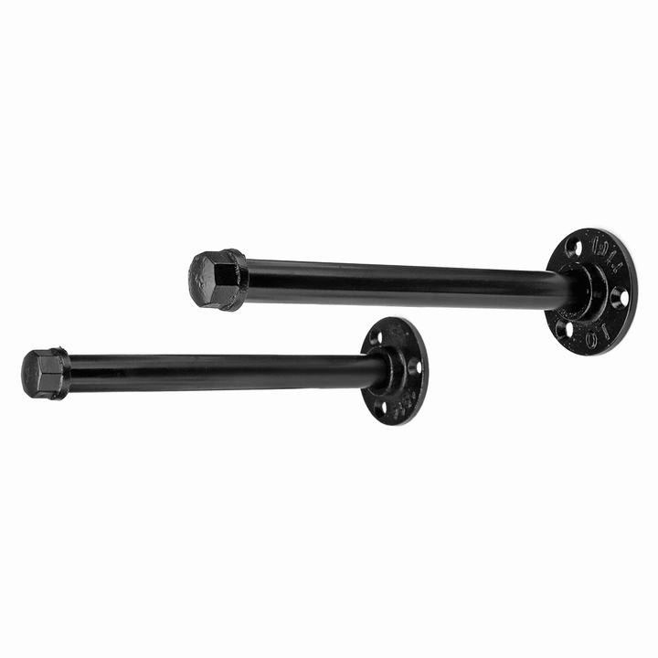 2Pcs DIY Pipe Shelf 16/20/24Cm Black Shelf Bracket Wall Home Clothes Hanger - MRSLM