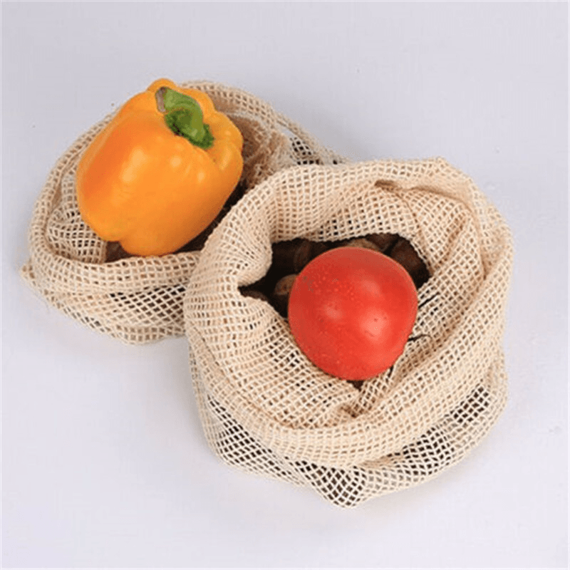 Degradable Organic Cotton Mesh Bag Vegetable Fruit Container for Home Garden Storage - MRSLM