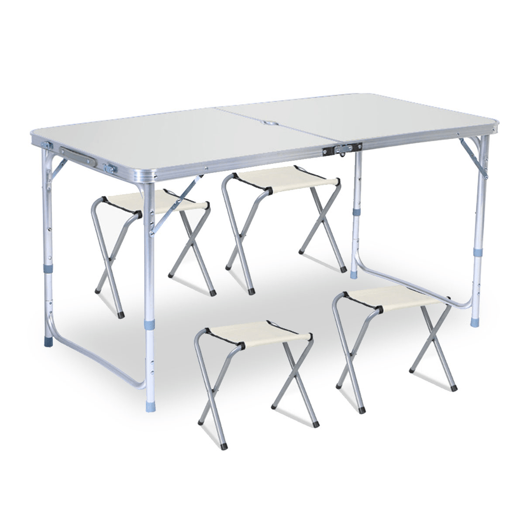 120X60Cm Portable Aluminum Alloy Folding Table Chair Height Adjustable Indoor Outdoor BBQ Camping Picnic Table Kit - MRSLM