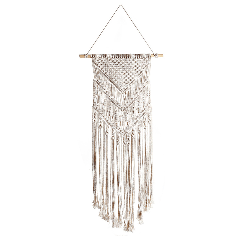 Woven Macrame Plant Hanger Wall Hanging Bohoes Wall Art with Tassels Home DIY Hanging Craft Decorations - MRSLM