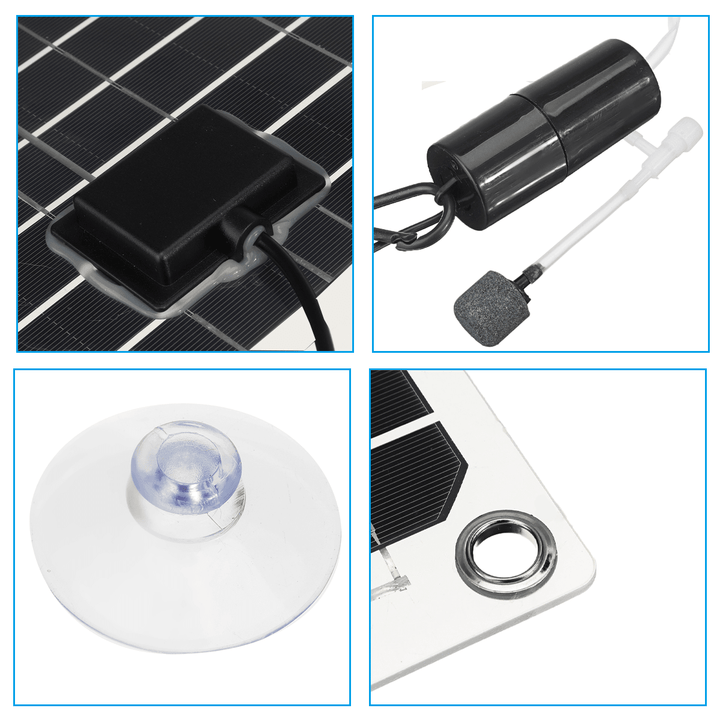 20W Monocrystalline Silicon Solar Air Pump Portable USB Oxygen Pump Solar Powered Oxygen Air Pump for Aquarium Fish Tank Water Oxygenator Pond Aerator Airpump - MRSLM