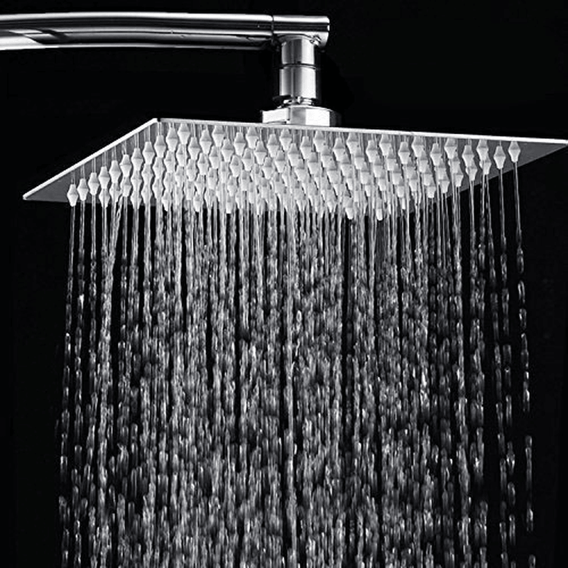 12 Inch 2Mm Thin Pressurized Rotatable Rainfall Shower Head Square Stainless Steel Top Spray Head - MRSLM