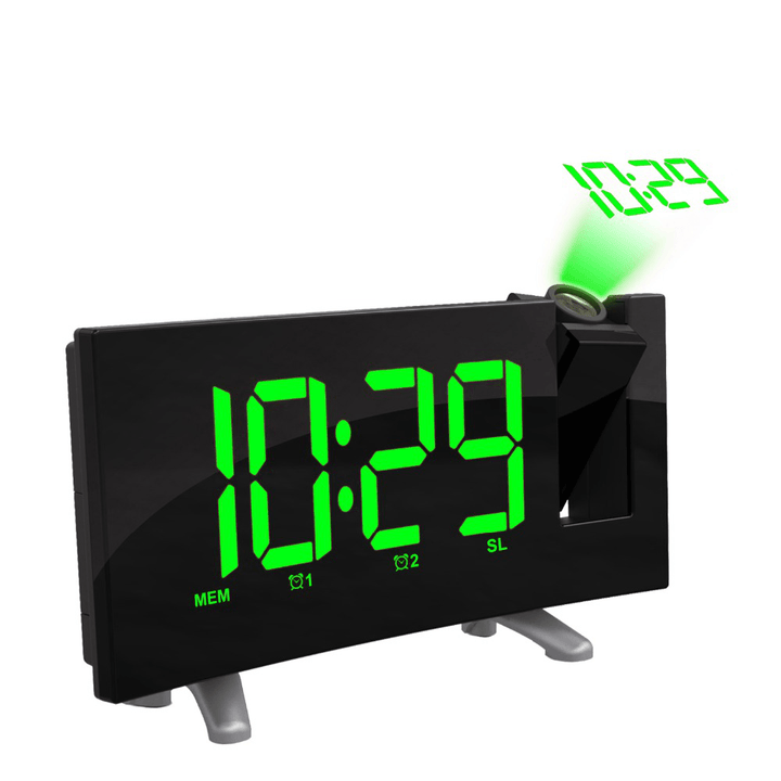 Sensitive LED Digital Projection Clock FM Radio Dual Alarm Clock with USB Charging Desktop Electronic LED Clock - MRSLM