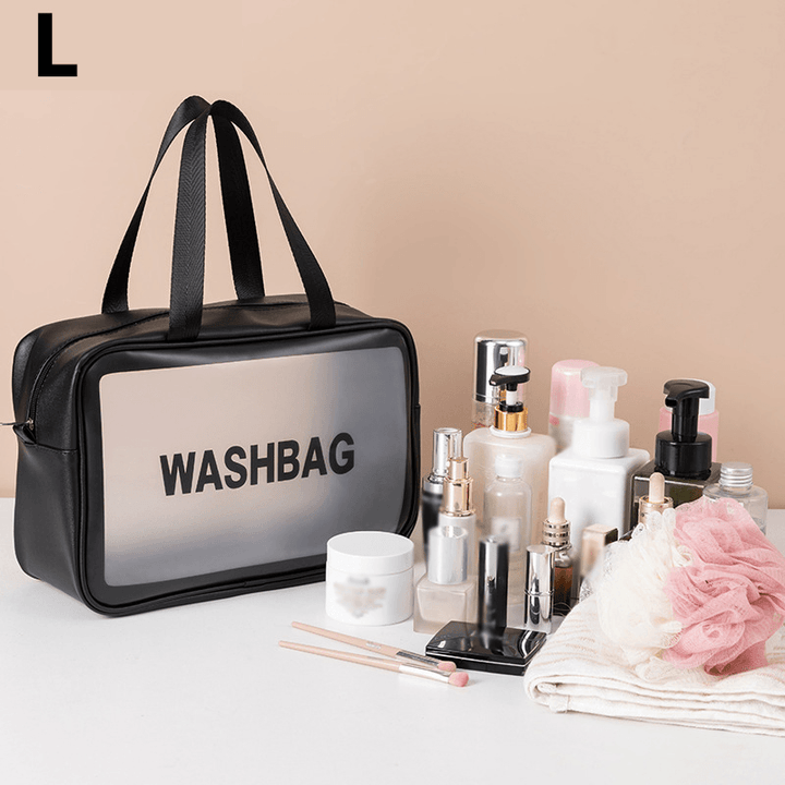 PU+PVC Make up Bag Vanity Case Cosmetic Nail Art Toiletry Bags Transparent Wash Bag Handbag Outdoor Travel - MRSLM