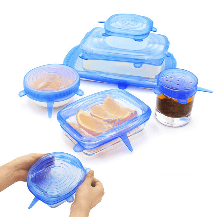 6Pcs / Set Silicone Wrap Stretch Universal Lid Camping Kitchen Vacuum Seal Suction Food Wrap Covers - MRSLM