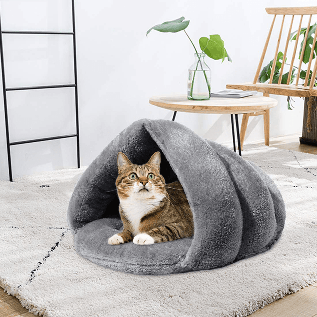 Pet Bed Puppy Cushion House Cave Cat Sleep Bag Soft Warm Kennel Mat Blanket - MRSLM