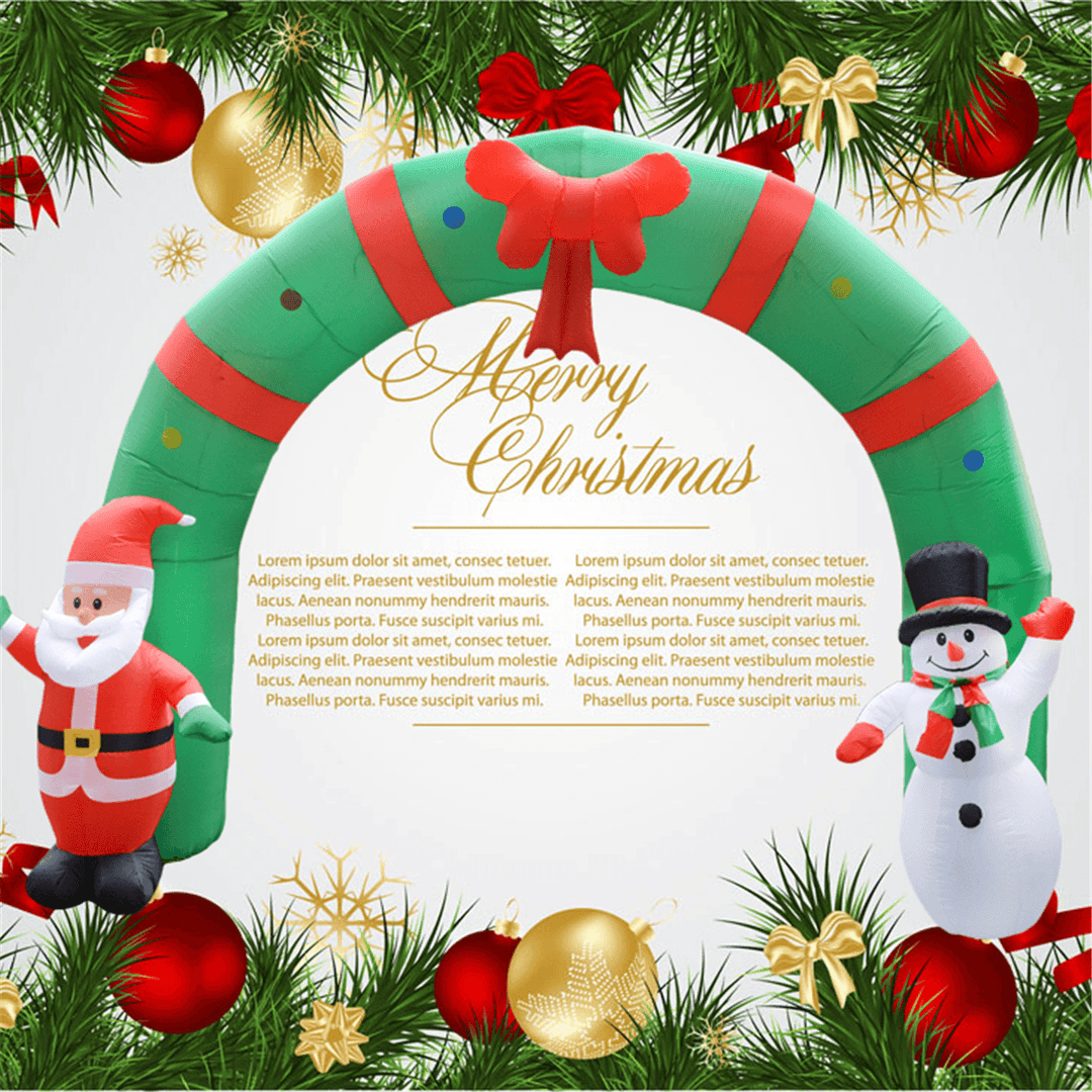 250Cm Huge Inflatable Christmas Arch Archwaysanta Snowman Indoor Outdoor Decorations - MRSLM