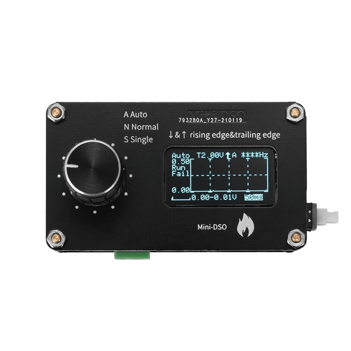 0.96 Inch OLED Display Mechanical Button 250 Khz Sampling Rate Simple Oscilloscope Metal Knob Adjustment Single-Channel Measuring Mini Oscilloscope - MRSLM