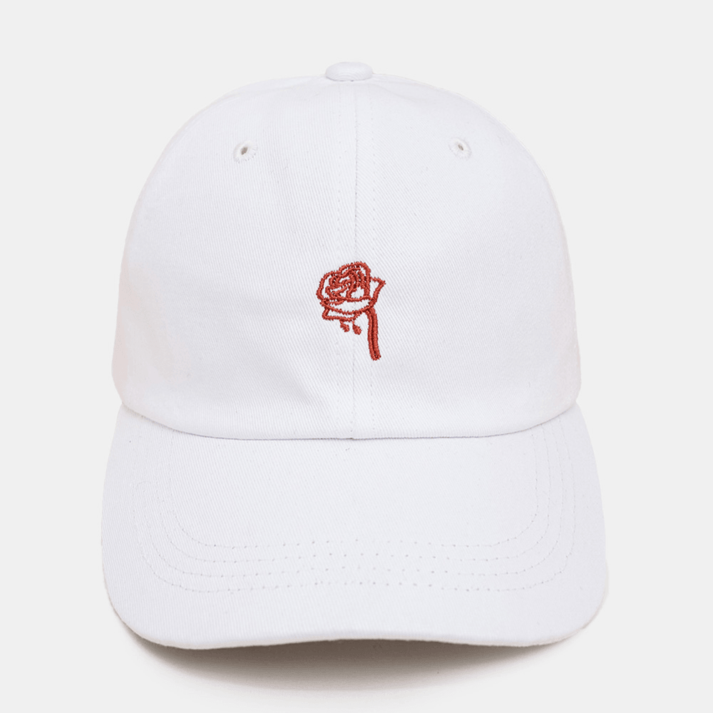 Unisex Rose Pattern Embroidery Baseball Cap Fashion Washed Distressed Sunshade Ivy Cap - MRSLM