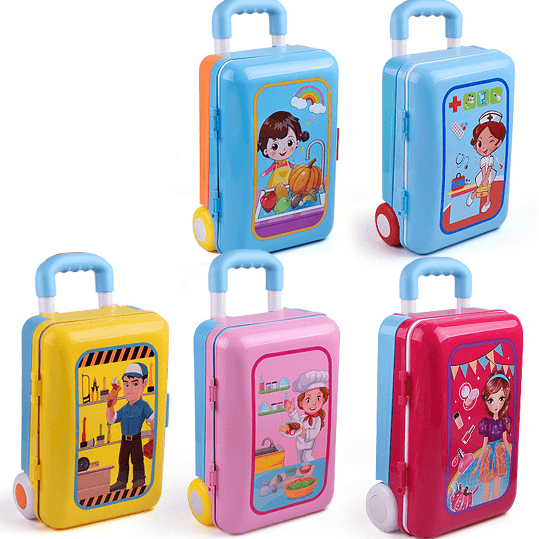 Children'S Play Toys Trolley Box Toy Set Beauty Dress up Tableware Games Kids Gift - MRSLM