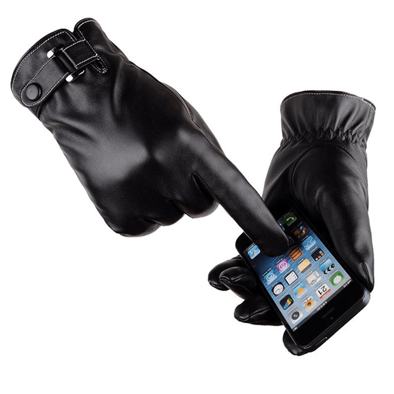 Mens Warm Touch Screen Man-Made Leather Cycling Ski Gloves - MRSLM