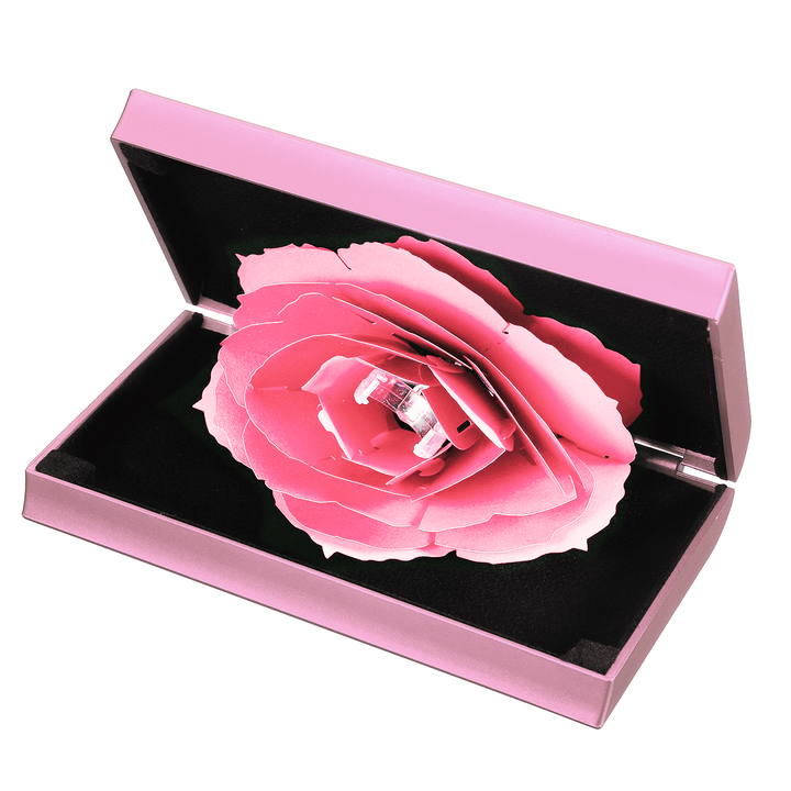 Folding Rotating Rectangle Rose Ring Box Birthday Valentine'S Day Jewelry Box - MRSLM