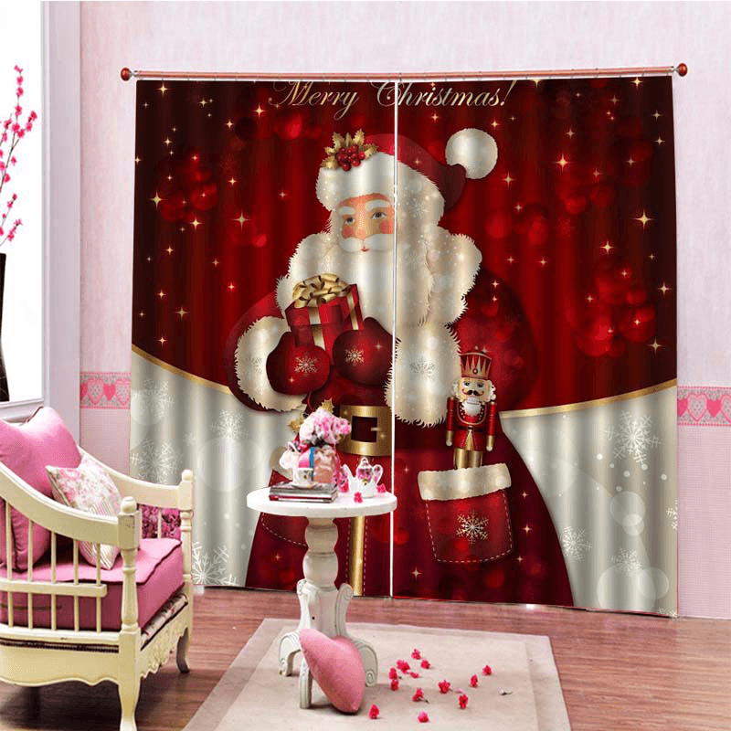 2PCS 3D Print Window Curtain Drapery Door Screen Panel for Christmas Decoration - MRSLM