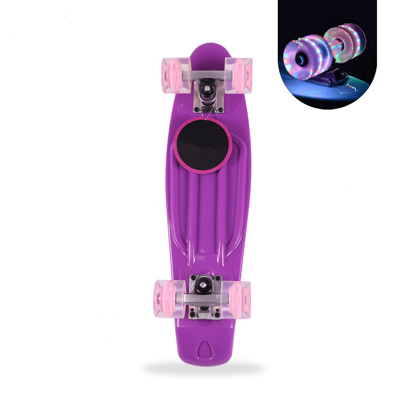 58X15Cm Cruiser Skateboard with ABEC-7 Bearing&Flashing Wheels Non-Slip Fish Board for Beginner＆Professional - MRSLM