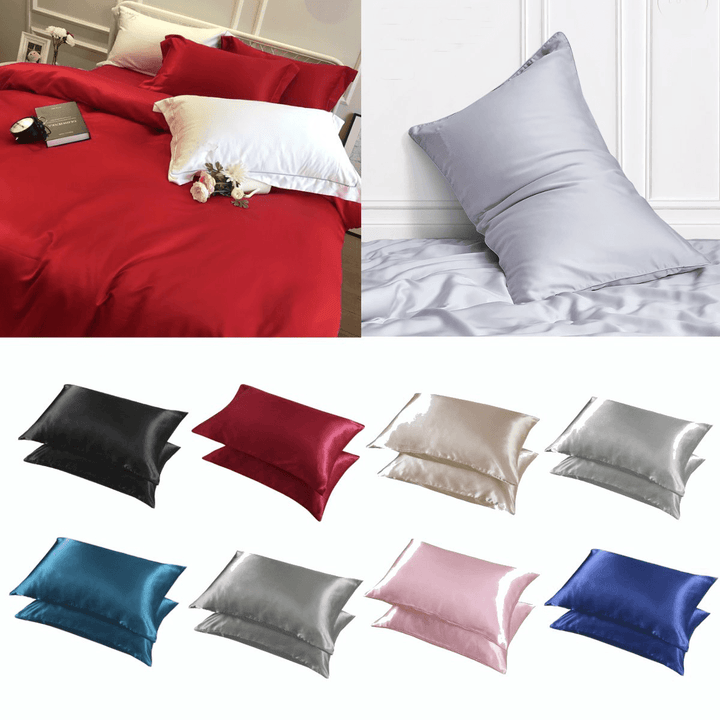 2Pcs Silky Soft Pillow Case Bed Cushion Cover Pillowcase Luxury Room Home Gift - MRSLM