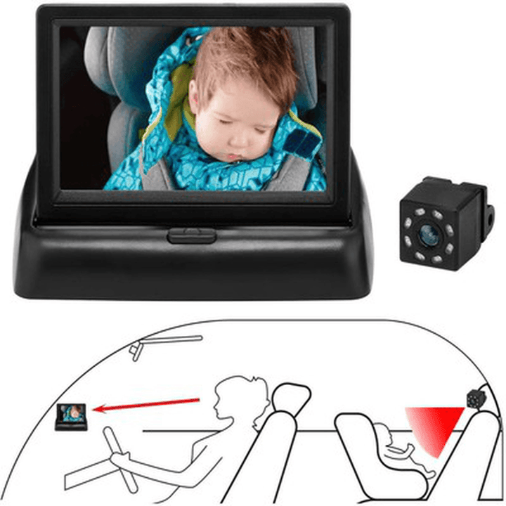 HD 1000 Smart Baby Car Mirror Camera with Night Vision for Safely Monitor Infant Child in Rear Facing Car Seat - MRSLM