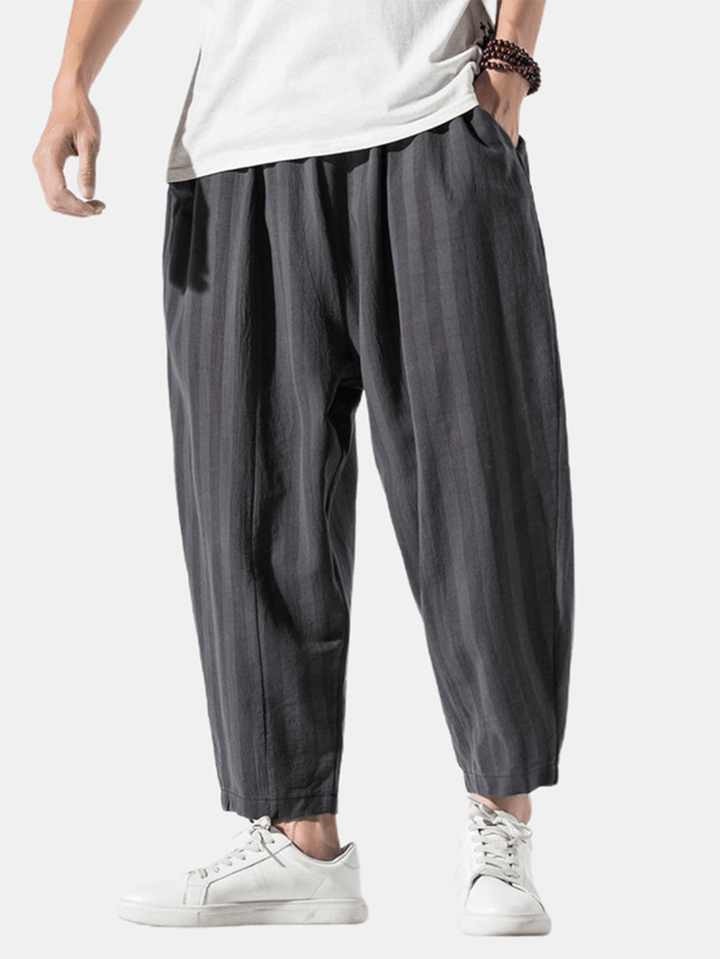 Mens Patchwork Drawstring Casual Harem Pants with Pocket - MRSLM