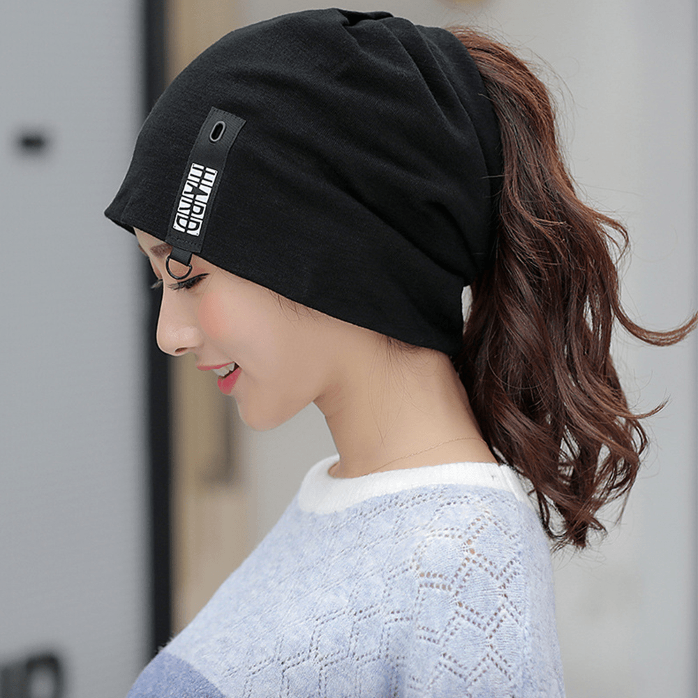 Women Cotton Keep Warm Outdoor Winter Fashion Casual Solid Double Beanie Knitted Hat - MRSLM