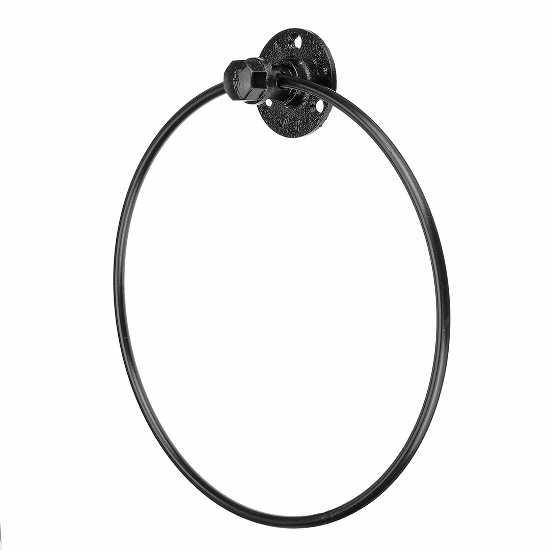 Iron Art Hardware Pendant Towel Ring Retro round Towel Rack Bathroom Shelf Towel Bar - MRSLM