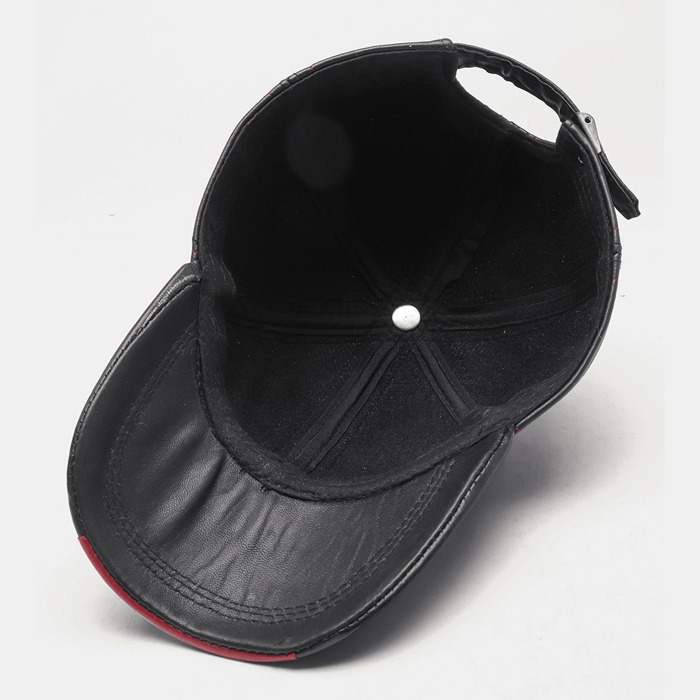 Men Genuine Leather Casual Sunvisor Sport Baseball Hat - MRSLM