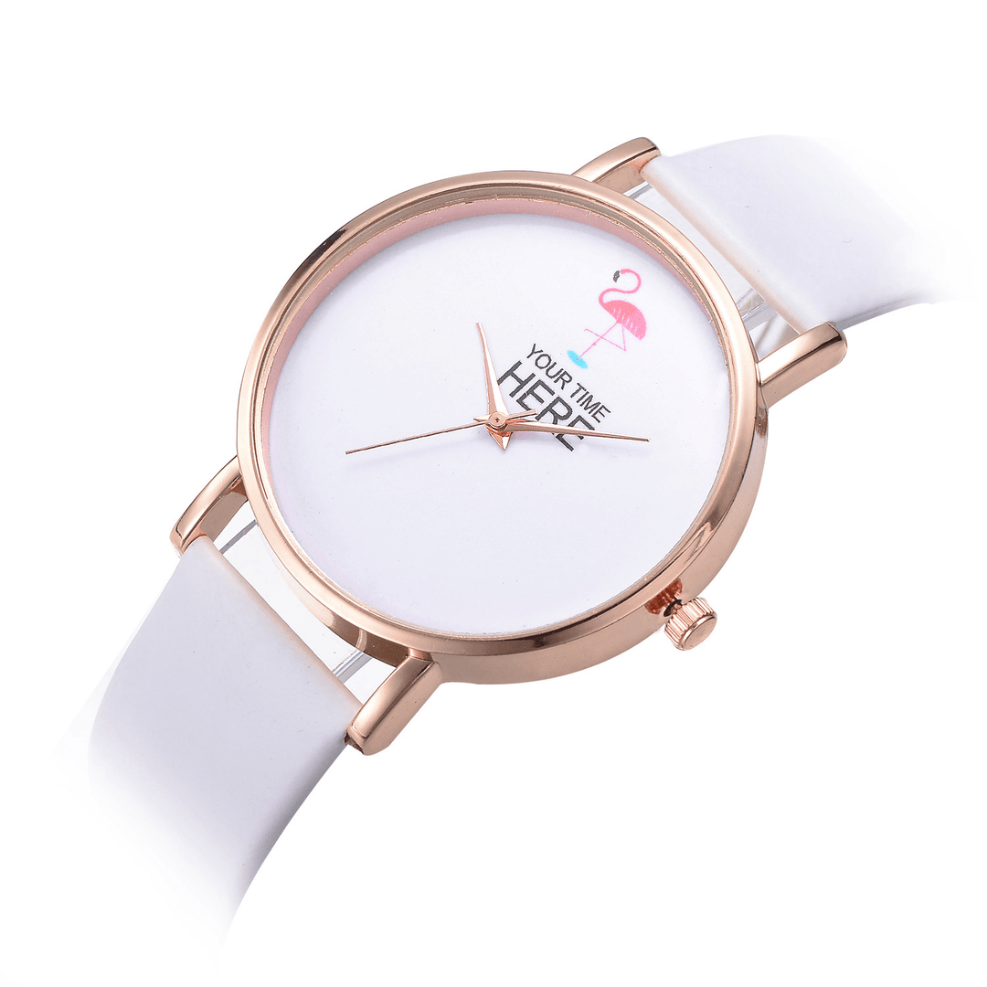 Casual Style Women Wrist Watch Rose Gold Case Leather Strap Quartz Watch - MRSLM