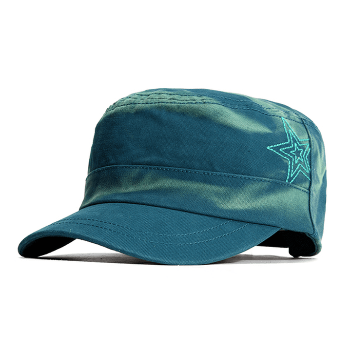 Men Casual Cotton Hat Outdooors Sports Flat Top Cap Military Breathable Sunshade Hat - MRSLM