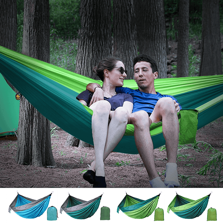 2 Person Double Hammock Hanging Bed Garden Swing Outdoor Camping Travel - MRSLM