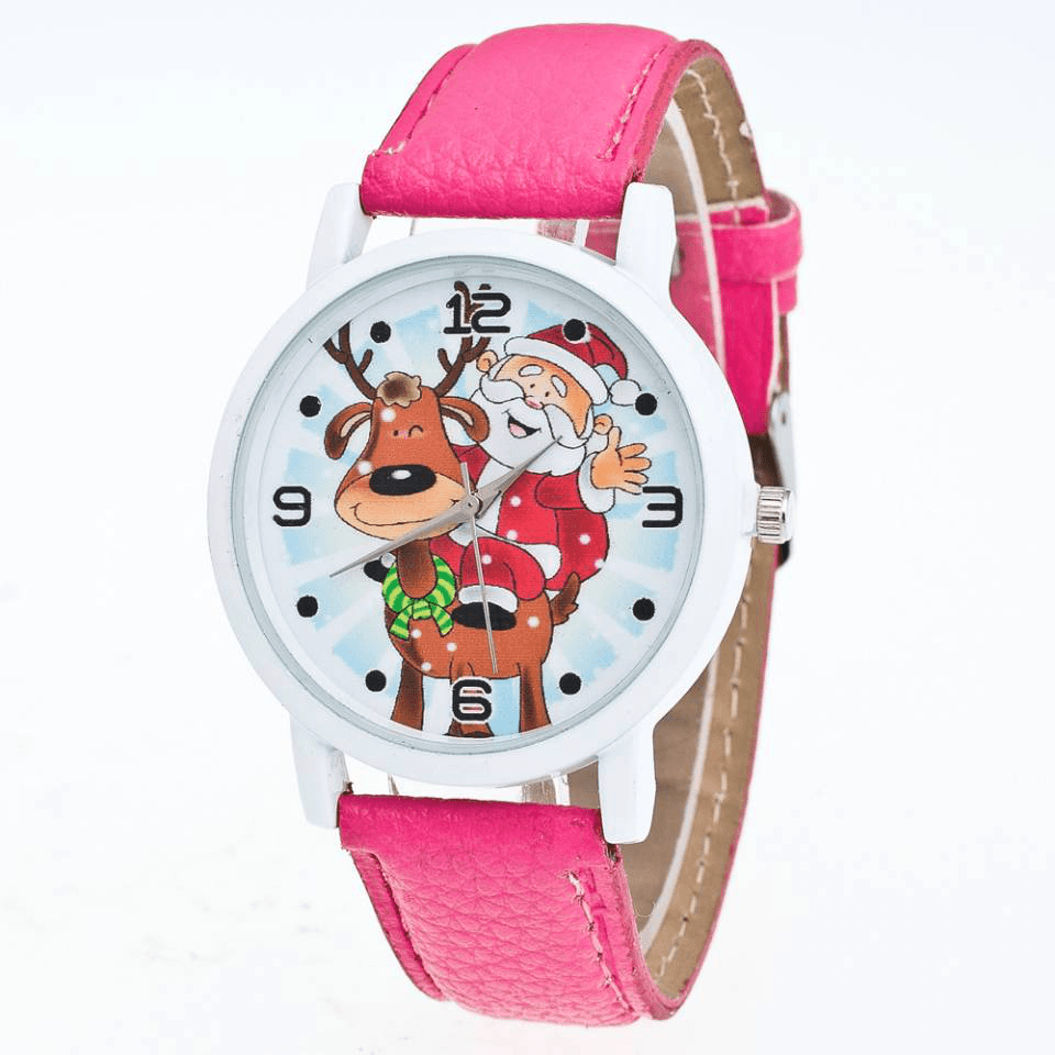 Fashion Christmas Santa Claus Pattern Cute Watch Leather Strap Men Women Quartxz Watch - MRSLM