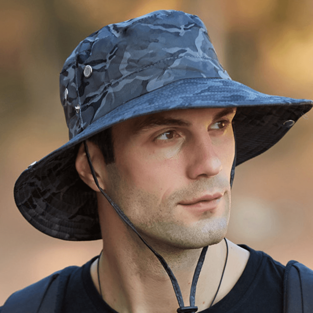 Men Camouflage 360 Degree Protection Wide Brim Outdoor Fishing Climbing UV Protection Waterproof Breathable Bucket Hat - MRSLM