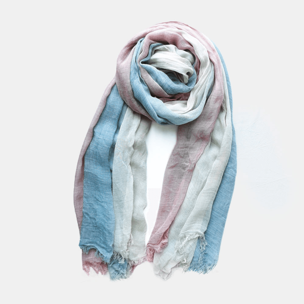 Women Cotton Gradient Color Natural Fold Silk Scar Casual Neck Protection Literary Style Scarf - MRSLM