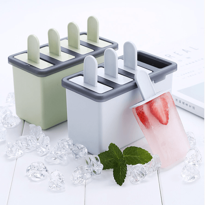 Popsicle Ice Cream Mold Homemade Simple Ice Mold 4-Grid Ice Tray - MRSLM