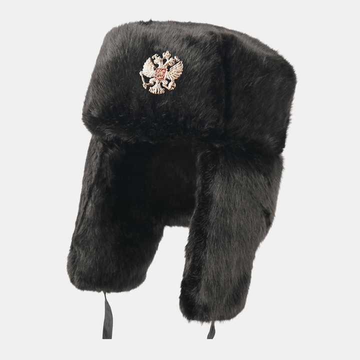 Unisex plus Velvet Soviet Badge Warm Windproof Ear Flaps Protection Outdoor Trapper Hat Ushanka Hat - MRSLM