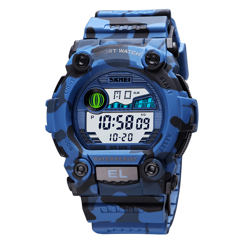 SKMEI 1633 Sport Men Watch Luminous Date Week Display Stopwatch 5ATM Waterproof Outdoor Digital Watch - MRSLM