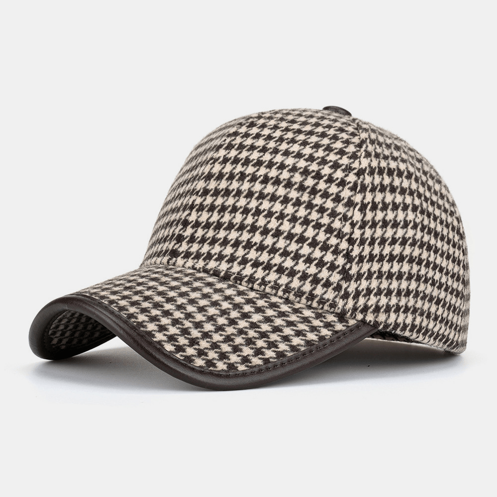 Unisex Polyester Houndstooth Pattern Baseball Cap British Retro Summer Sunshade Adjustable Hat - MRSLM