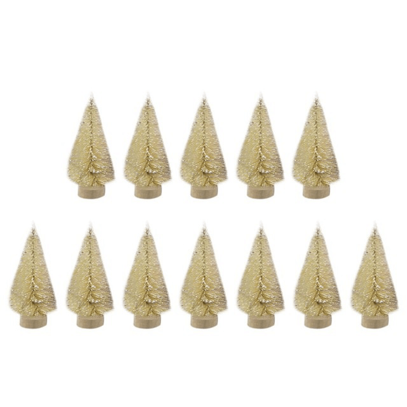 12 Pcs Mini Christmas Tree Sisal Silk Cedar Decor Small Christmas Tree Gold Silver Blue Green White Mini Christmas Tree - MRSLM