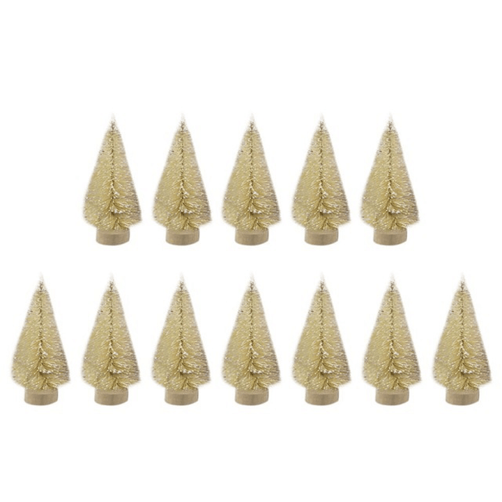 12 Pcs Mini Christmas Tree Sisal Silk Cedar Decor Small Christmas Tree Gold Silver Blue Green White Mini Christmas Tree - MRSLM