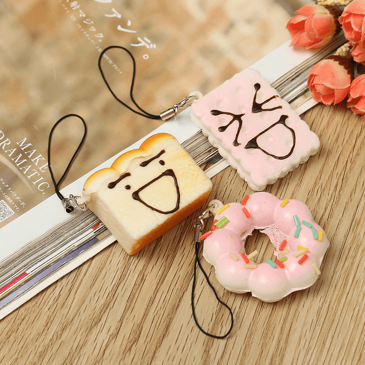 13PCS Simulated Bread Phone Pendant Phone Strap Cute Decoration - MRSLM