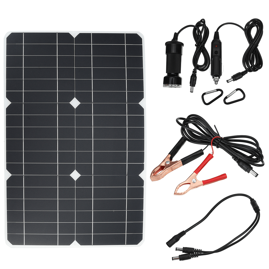 100W 18V Solar Panel Monocrystalline Silicon Battery Charger Kit for Cycling Climbing Hiking Camping - MRSLM